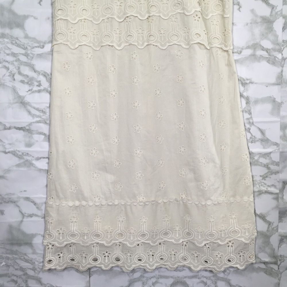 NWT J. Crew Ivory Eyelet Dress Sleeveless Sheath Scalloped Hem Summer Women's 00 - Picture 5 of 15